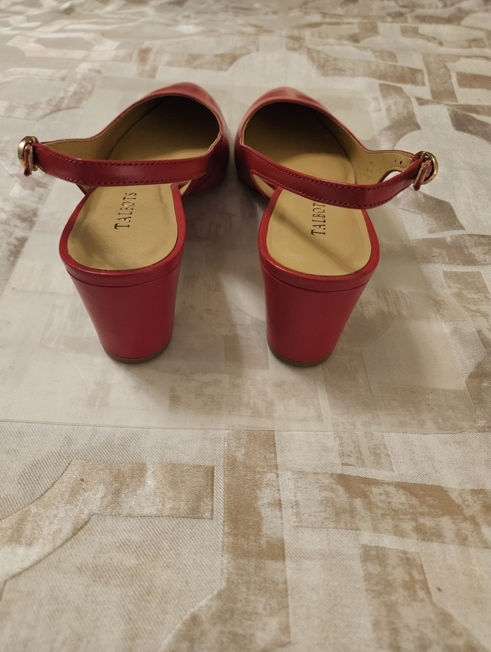 Talbots Red Slingback Pointed Toe Low Block Heels - Picture 5 of 7